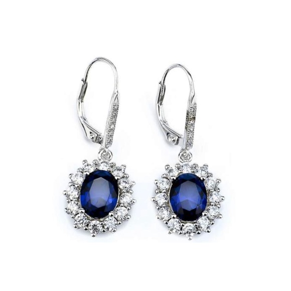 Relisted!! Genuine Sapphire Halo Earrings - Picture 4 of 7